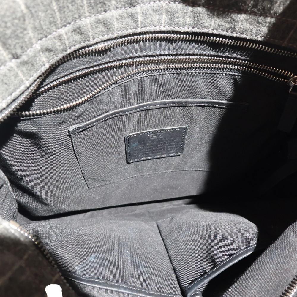 TUMI Chatham East West Satchel Bag Gray Pinstripe Wool & Leather MSRP $495 Italy - Picture 11 of 16